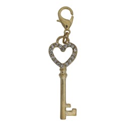 Key Dangle with Heart - Crystals - Gold