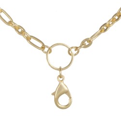 Alternating Flat Oval Chain w/ Jump Ring - Gold - 28"