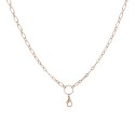 Alternating Flat Oval Chain w/ Jump Ring - Rose Gold - 28"