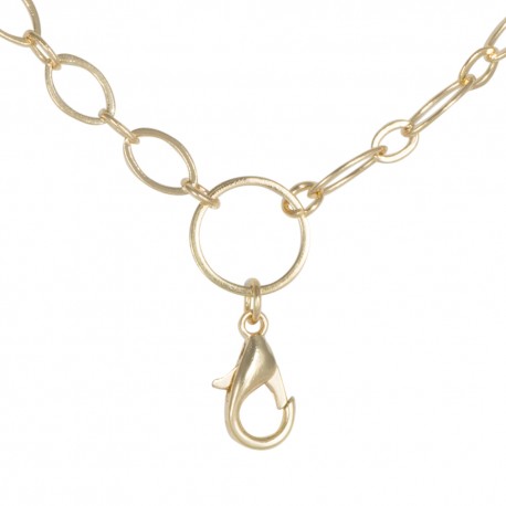 Alternating Flat Oval Chain w/ Jump Ring - Gold - 28"
