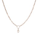 Alternating Flat Oval Chain w/ Jump Ring - Rose Gold - 36"