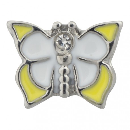 Butterfly - White and Yellow Floating Charm