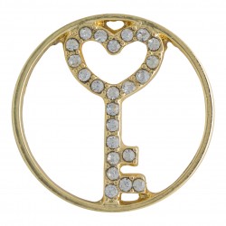 Key to Heart w/ Crystals - Gold - Large