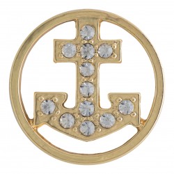 Anchor w/ Crystals - Gold - Large