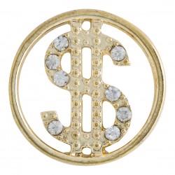 Dollar Sign w/ Crystals - Gold - Large