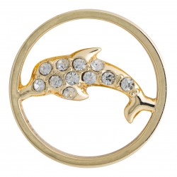 Dolphin w/ Crystals - Gold - Large