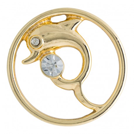 Dolphin w/ Crystal - Gold - Large