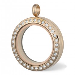 Glass Locket  - Rose Gold w/ Crystals -  Medium 2