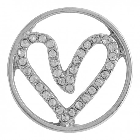 Heart w/ Crystals - Silver - Large