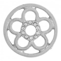 Flower w/ Crystals - Silver - Large
