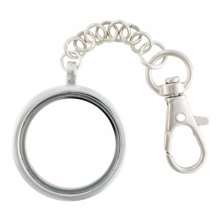 Glass Locket Dangle - Alloy - Silver - Large
