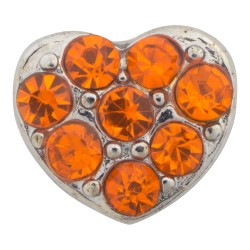 Heart with Orange Crystals Floating Charm