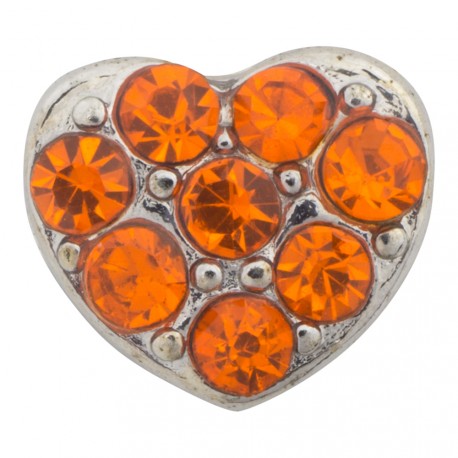 Heart with Orange Crystals Floating Charm