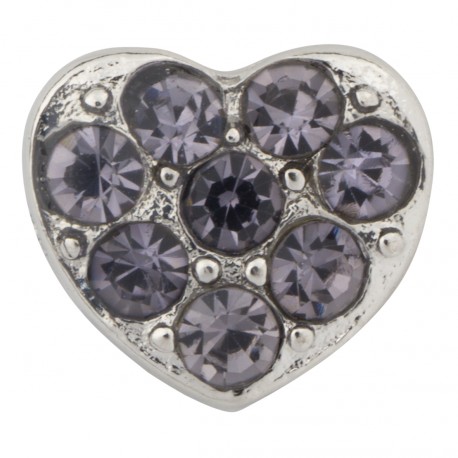 Heart with Purple Crystals Floating Charm